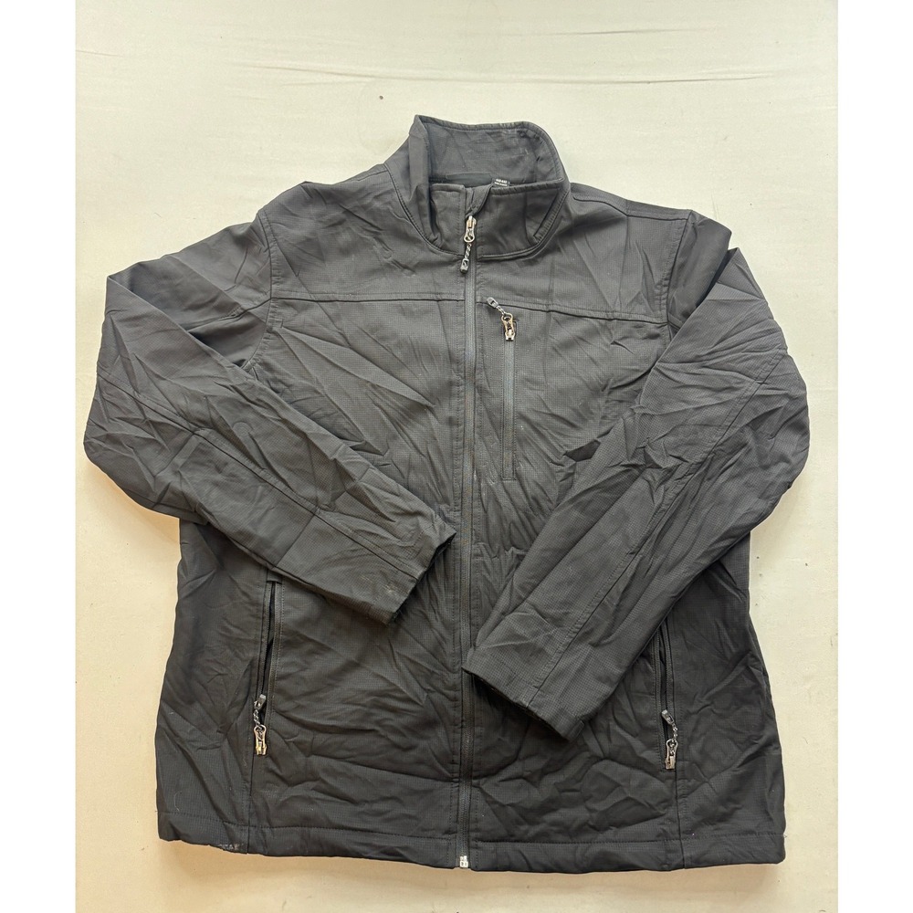 Swiss Tech Mens Black Ripstop Softshell Jacket Fleece Lined Full Zip Size Large